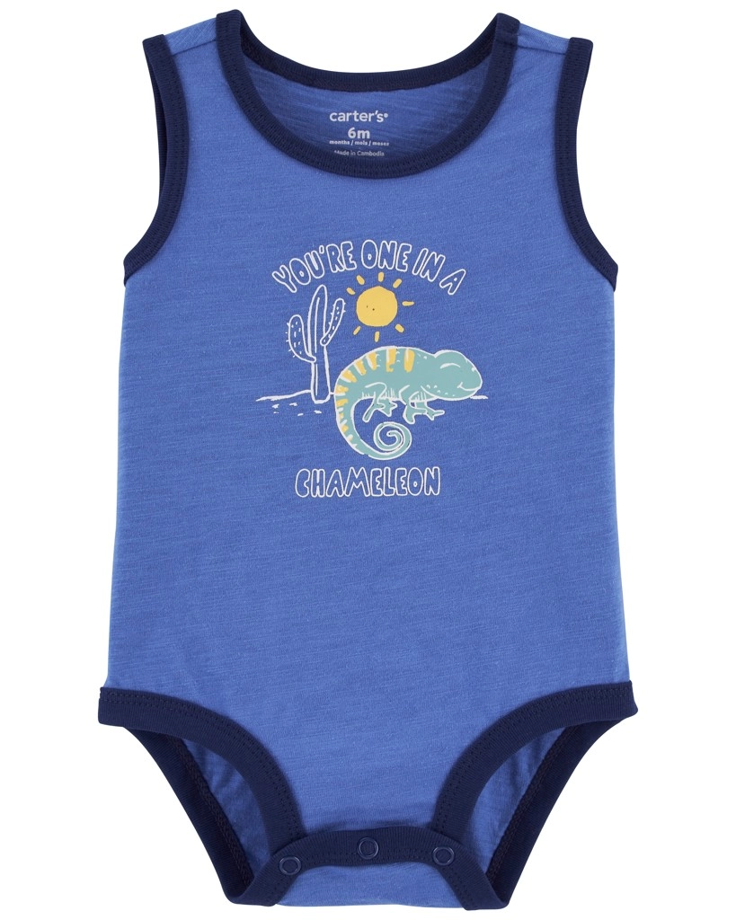 Carter's dětské body bez rukávů Blue Chameleon, velikost 3 m