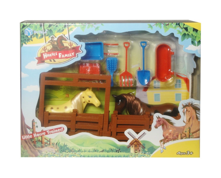 Sada koníci v ohradě s doplňky