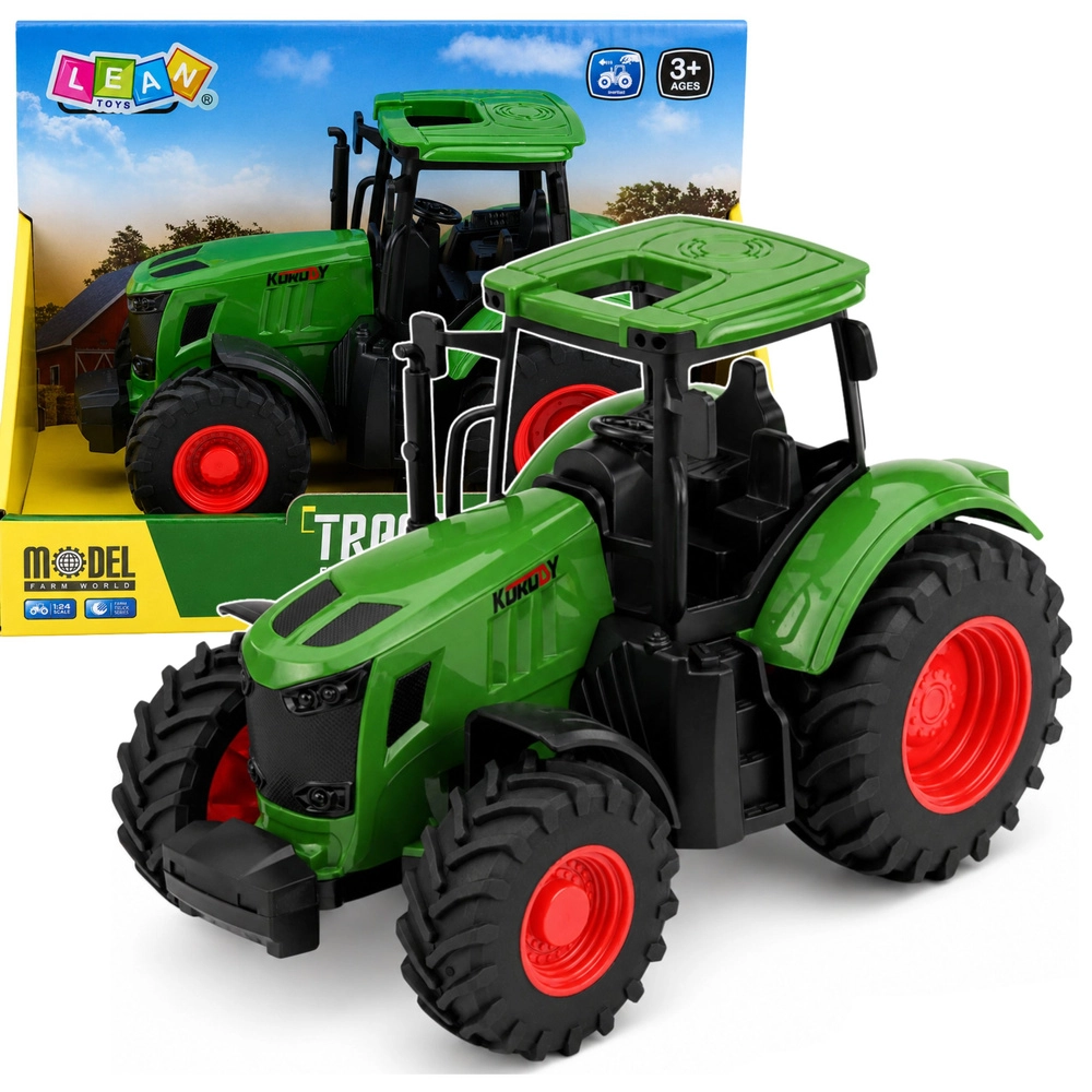 Farmářský traktor 1:24 s gumovými koly zelený