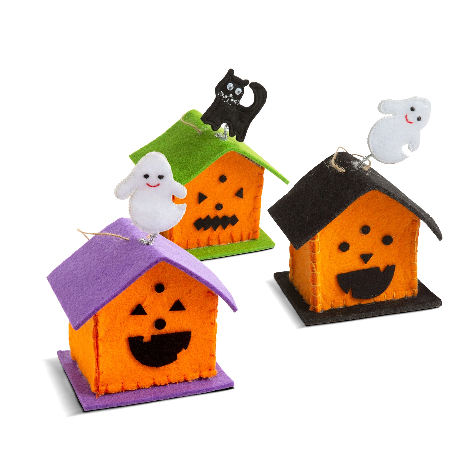 Halloweenská textilní dekorace domeček - 1 kus