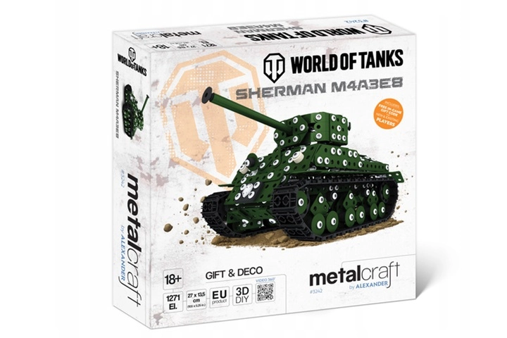 Kovový model tanku Sherman M4A3E8 Metalcraft World of Tanks