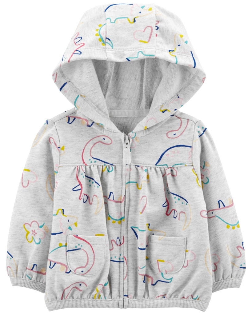 Carter's dívčí mikina s kapucí Grey Dino, velikost 56