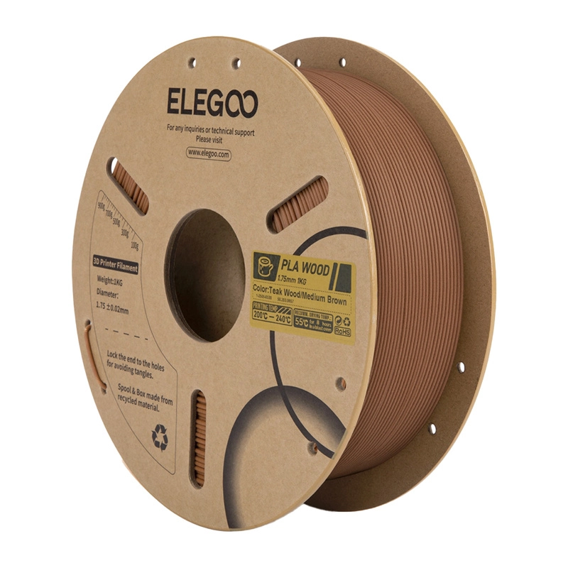 Elegoo PLA filament s dřevěnými vlákny indický dub