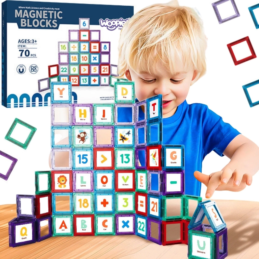 Woopie magnetické stavebnice – prostorové kostky s čísly, 70 dílů