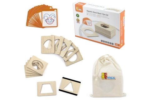 Dřevěné magnetické šablony s tvary pro malování