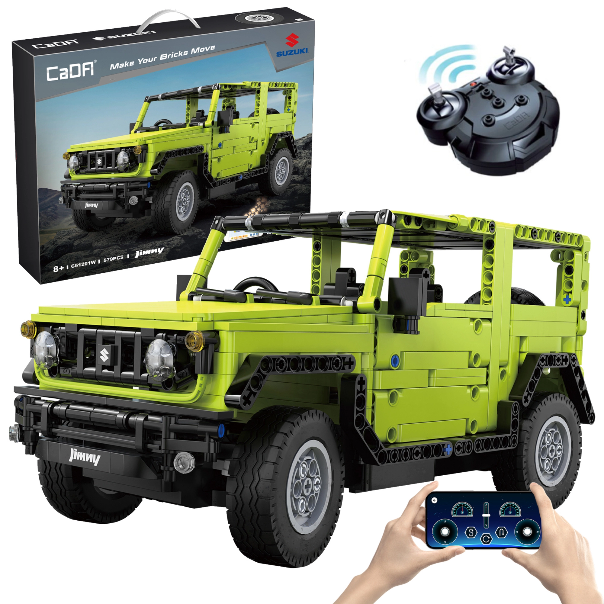 Stavebnice CaDA terénní vůz SUZUKI Jimny RC 32 cm, 579 dílků