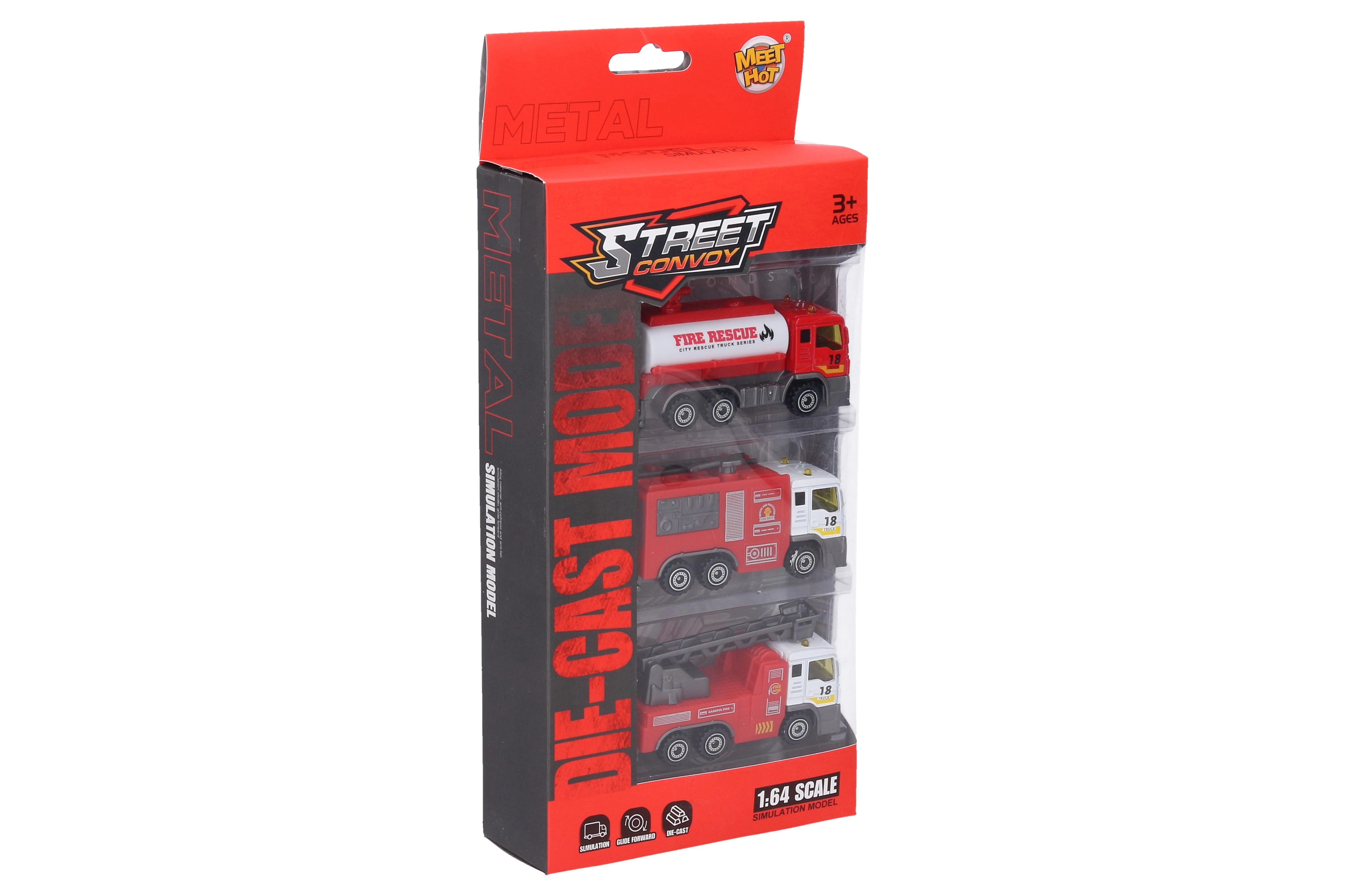 Levně Wiky Vehicles Hasičská auta kov/plast 8,5 cm, 3 ks