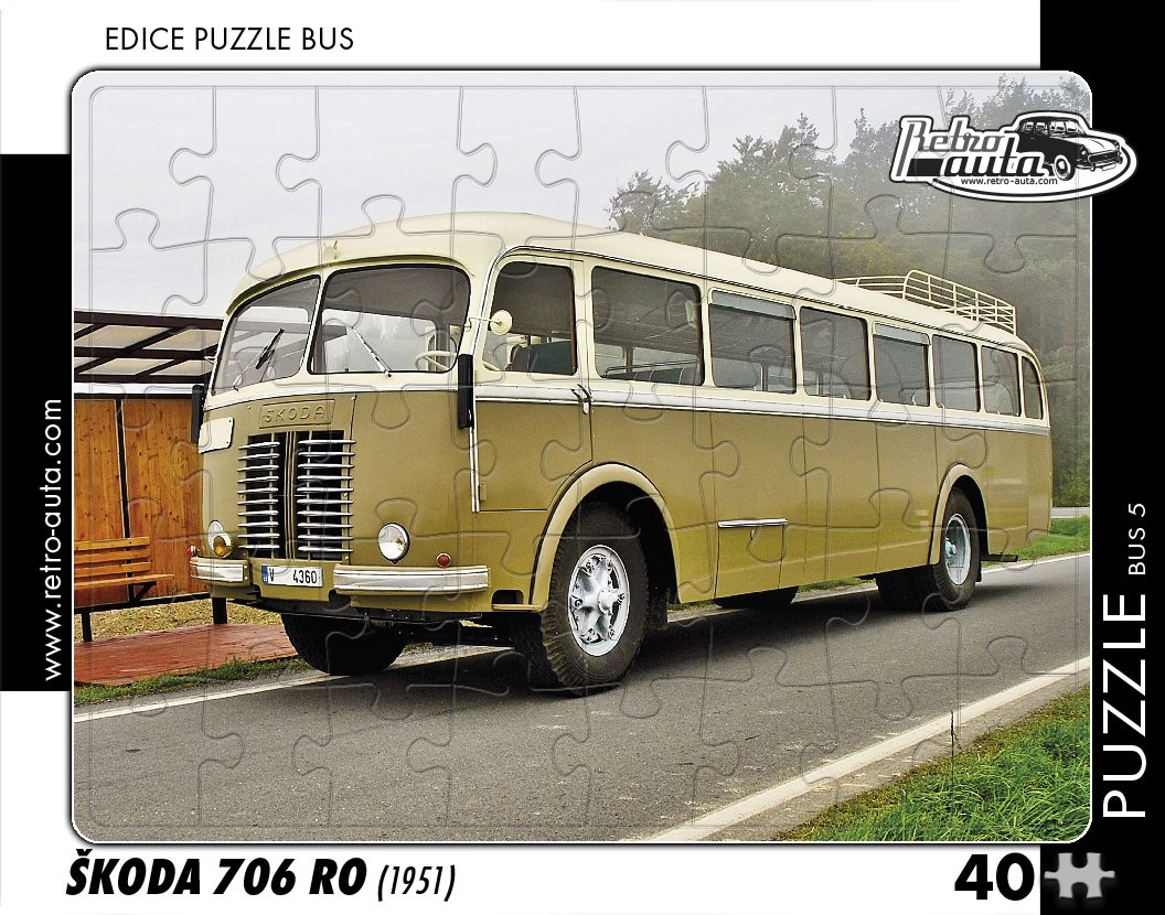Puzzle retro autobus Škoda 706 RO 40 dílků