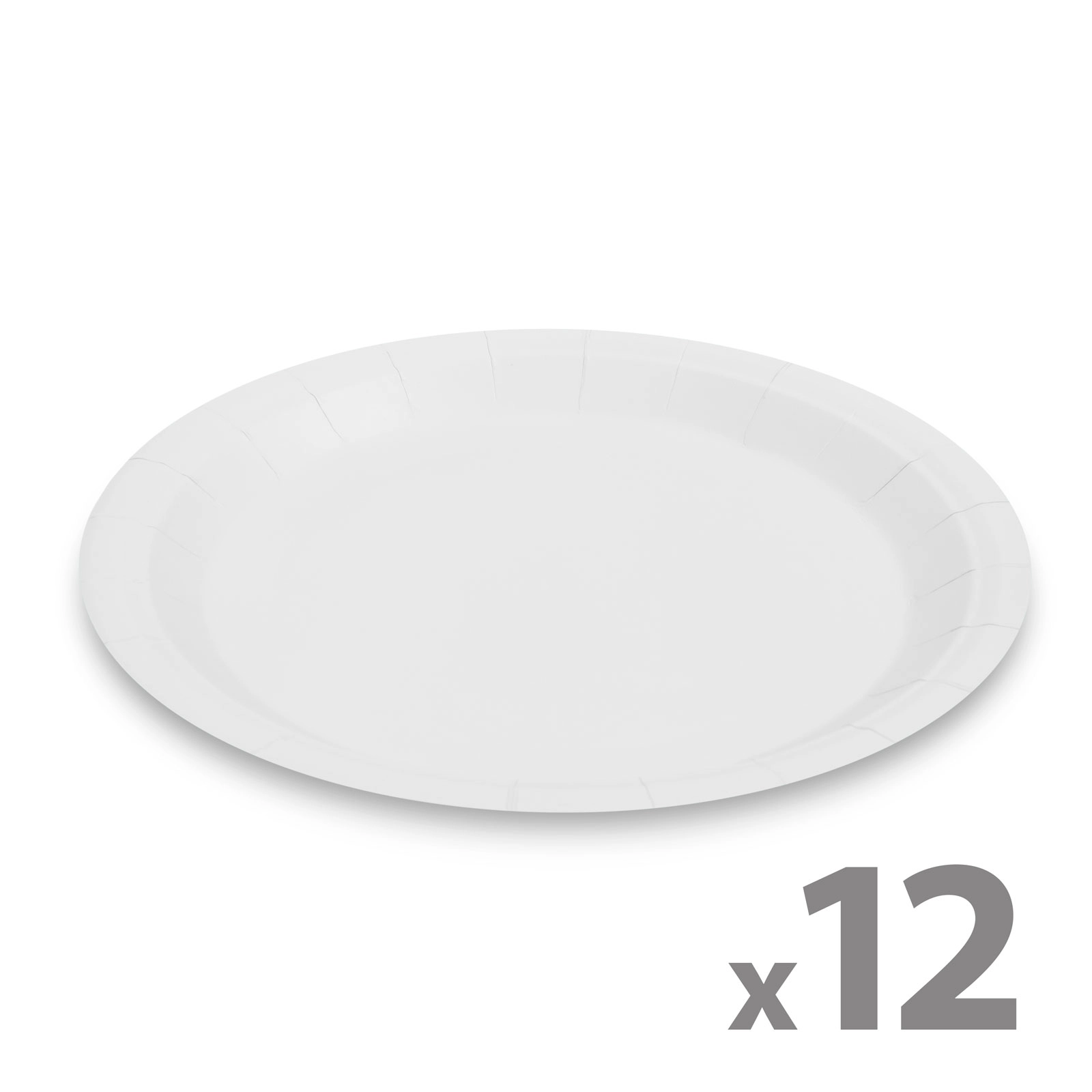 Sada bílých papírových talířů 23 cm, 12 ks