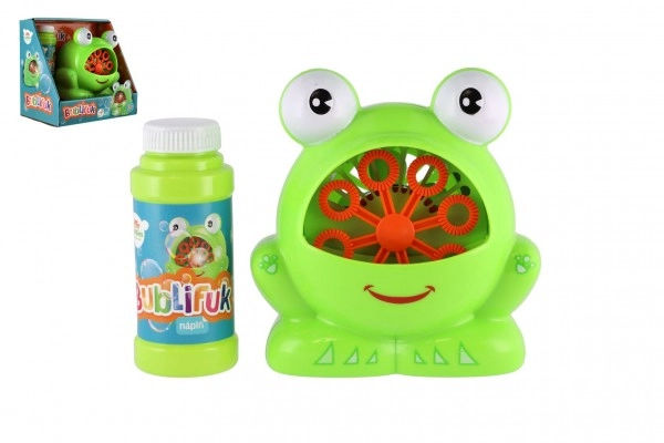 Bublifuk stroj žába plast 11x13 cm na baterie a náplň