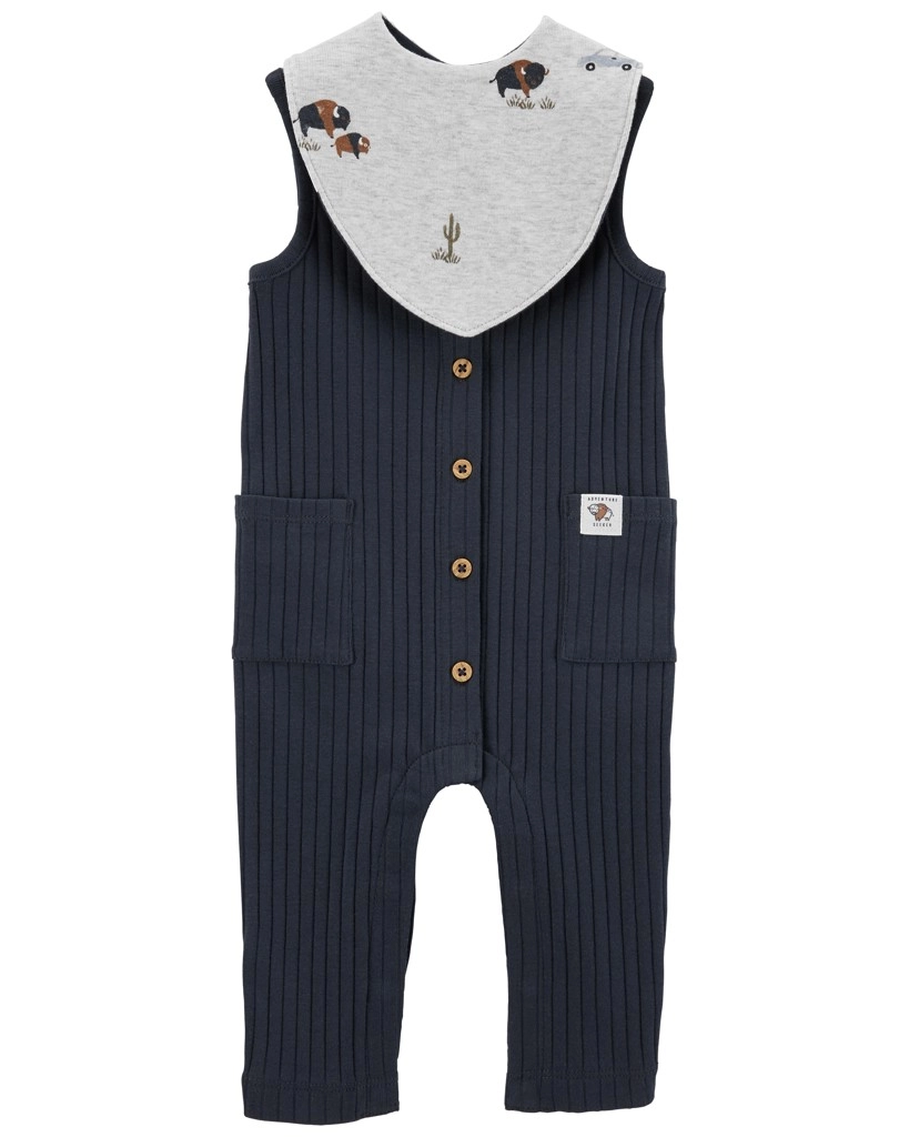Carter's set bezrukávový overal a bryndák Navy Buffalo pro kluky