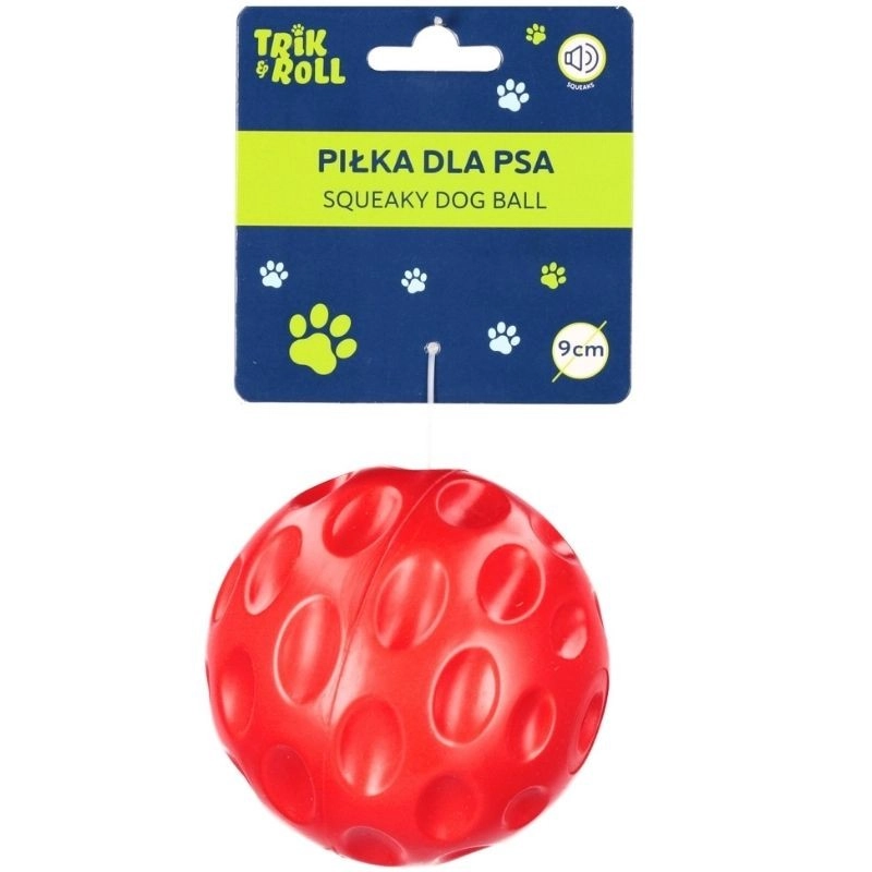 Míček pro psa se zvukem červený 9 cm