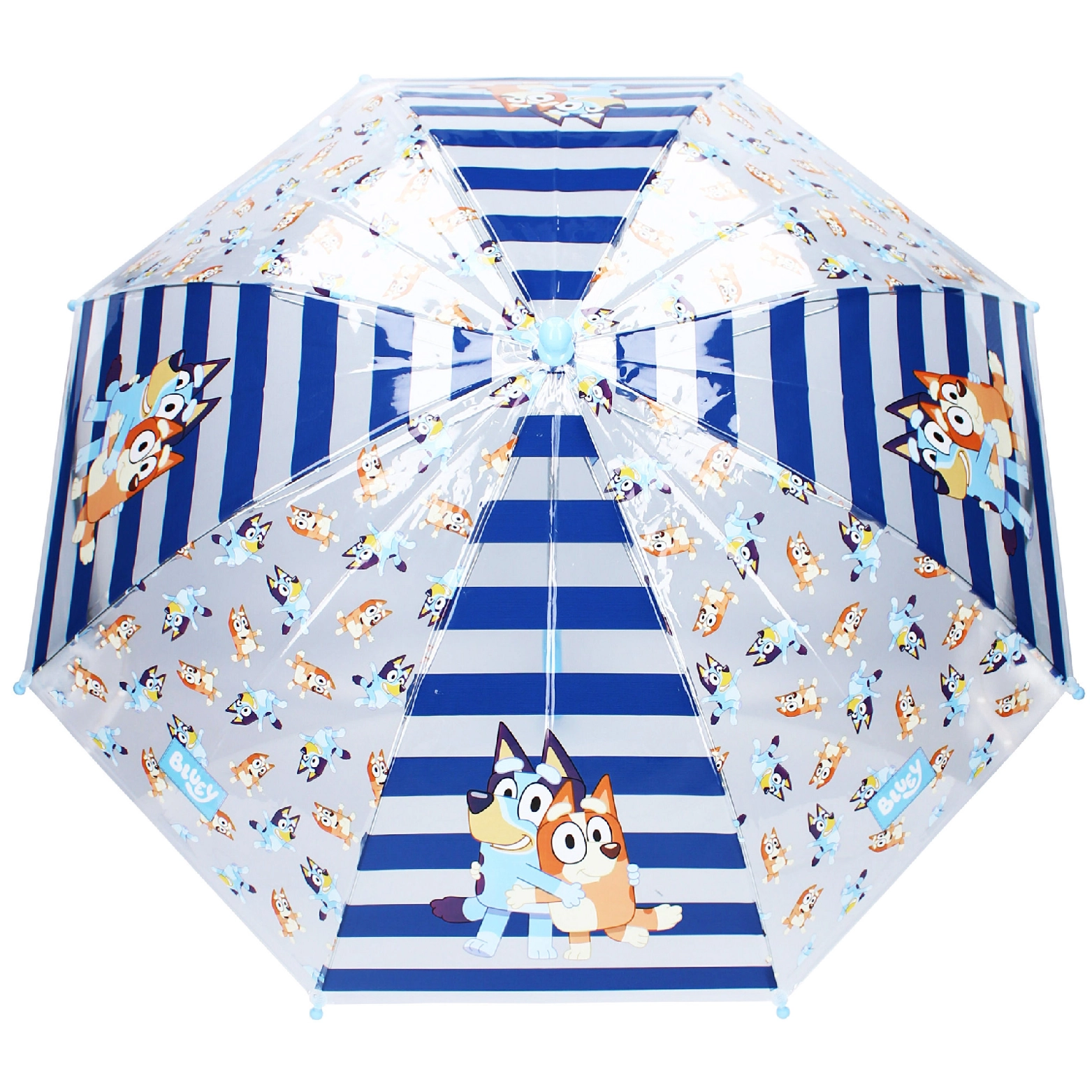 Průhledný dětský deštník Bluey rainy days světle modrý