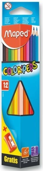 Levně Pastelky trojboké MAPED Color'Peps 12 ks s ořezávátkem