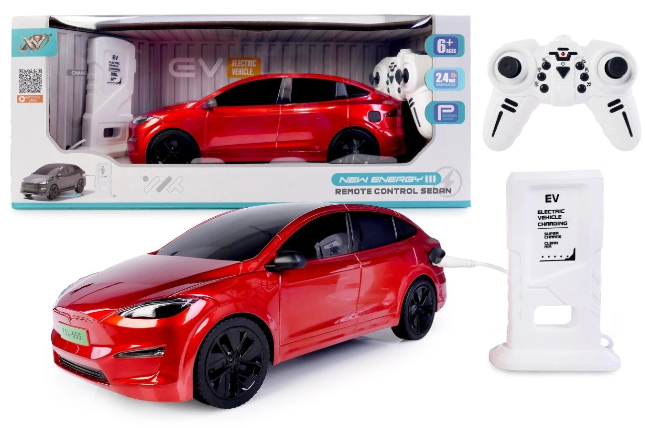 RC auto se stanicí nabíjení – červené