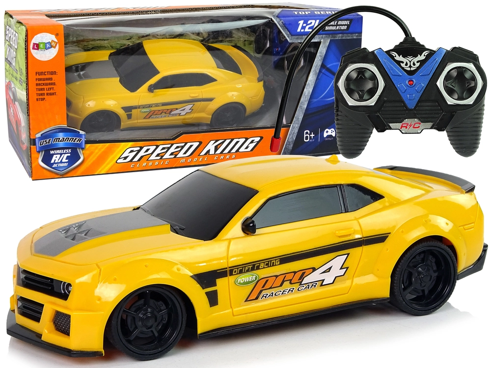 Levně RC sportovní auto 1:24 žluté s tónovanými skly
