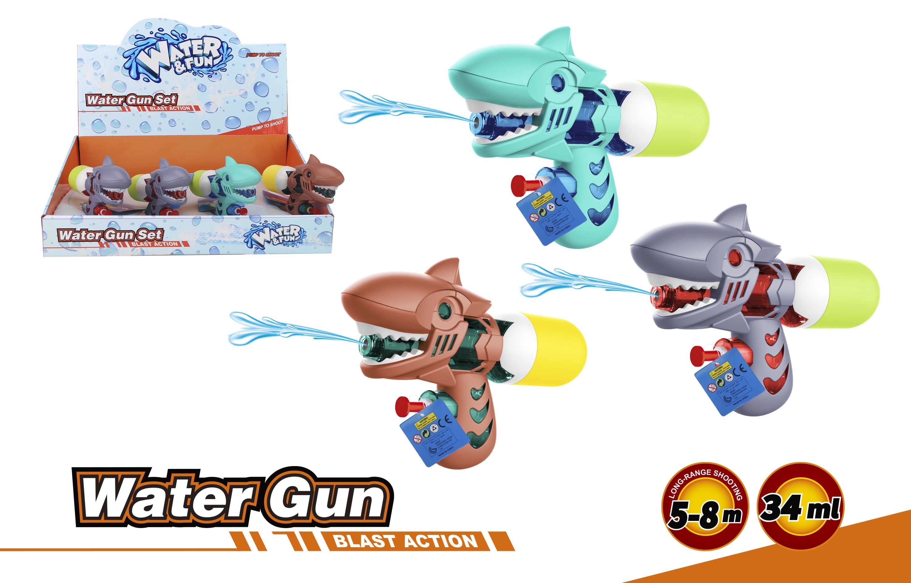 Vodní pistole žralok 15 cm