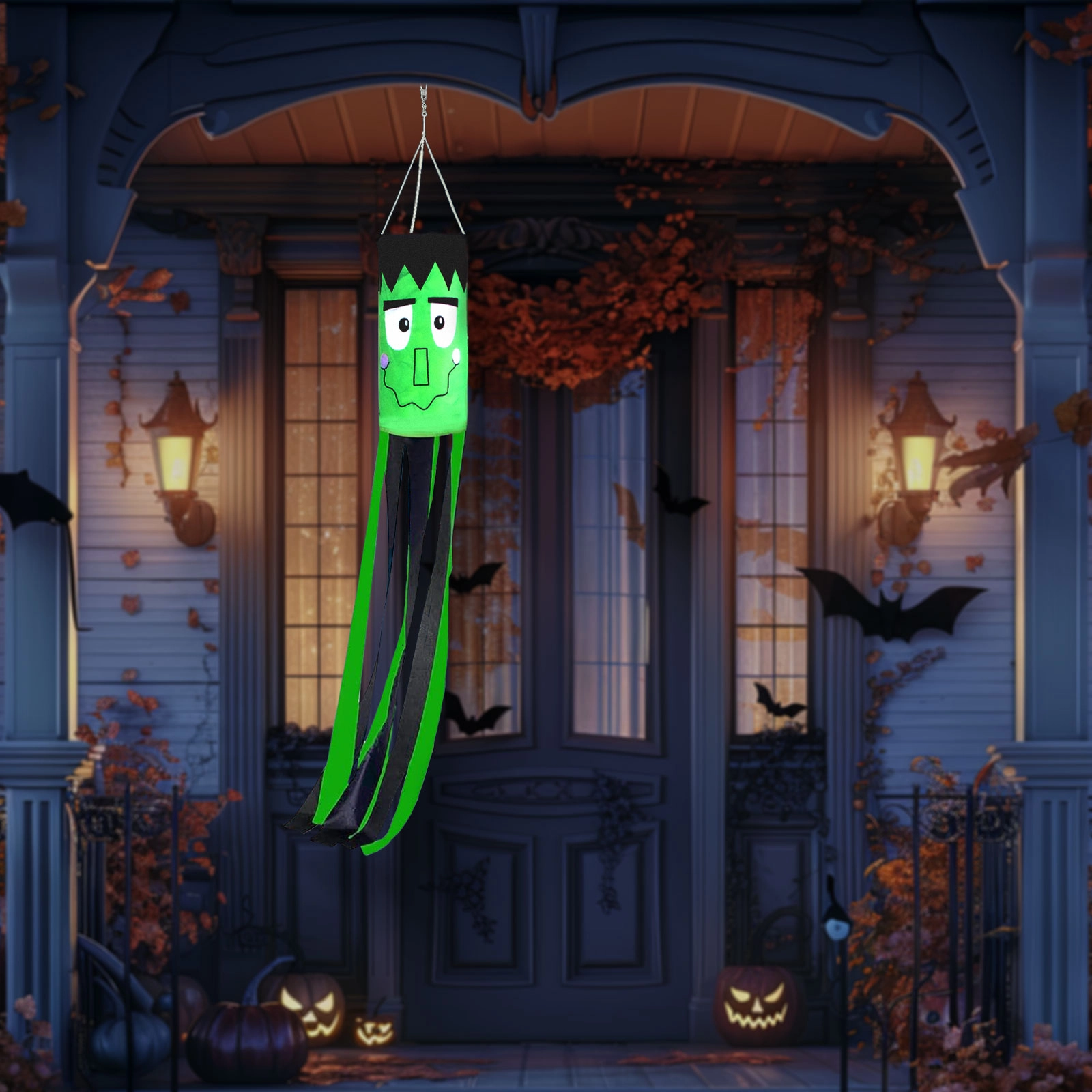 Halloweenský větrný rukáv Frankenstein zelený 122 cm