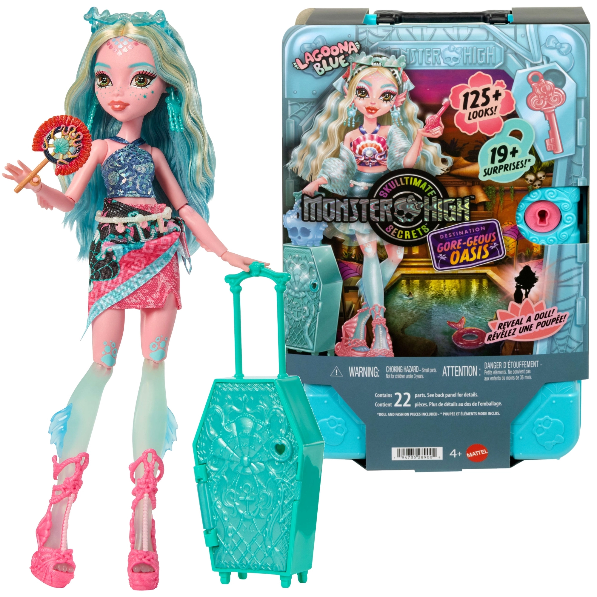 Monster High Lagoona Blue – kufřík s tajemstvími a doplňky 28 cm