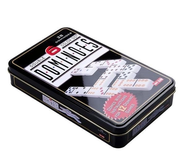 LEAN Toys logická hra domino v kovovém obalu 28ks