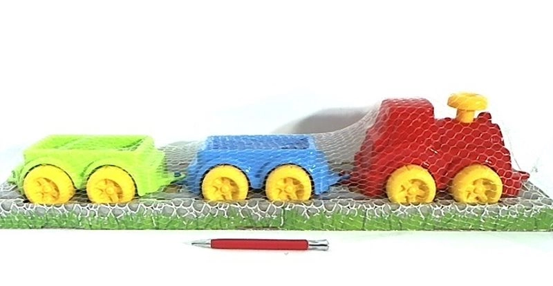 Veselý plastový vláček s lokomotivou a 2 vagony