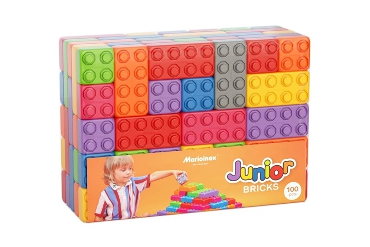 Dětská stavebnice Cihly Junior s okny a dveřmi, 100 dílků