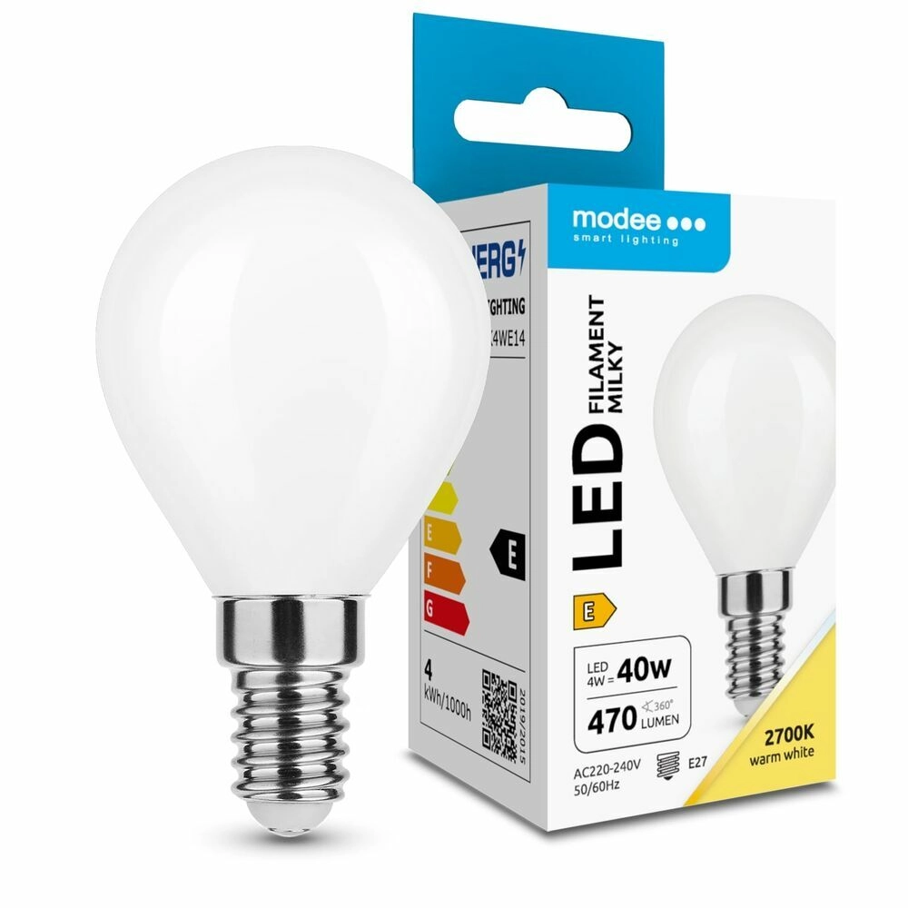 Modee LED žárovka Filament Milky Globe Mini G45 4 W E14 teplá bílá