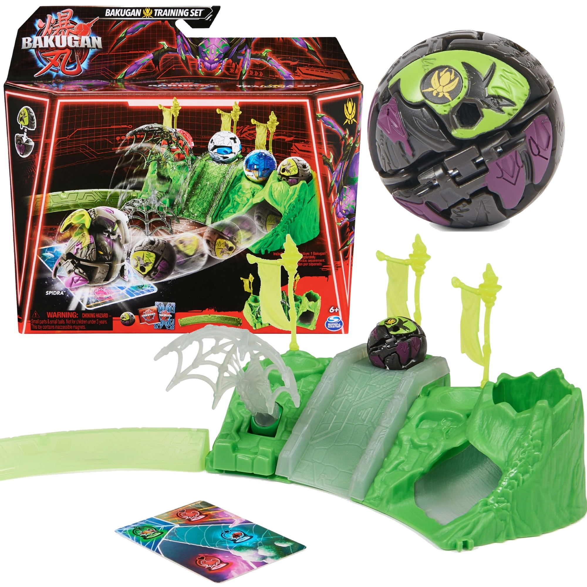 Bakugan Training Set se Spidra Insect Clan – tréninková sada se zbraněmi a kartami