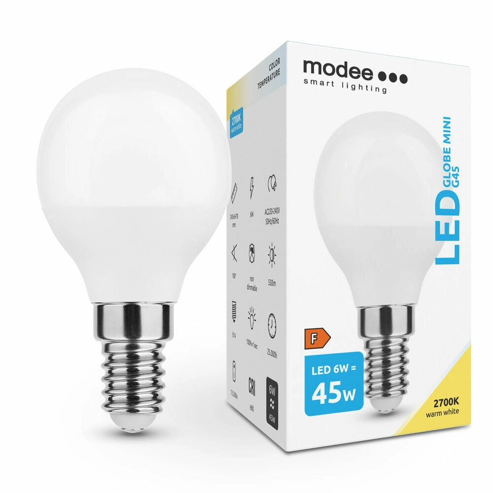 LED žárovka Modee Lighting Globe Mini G45 6W E14 teplá bílá