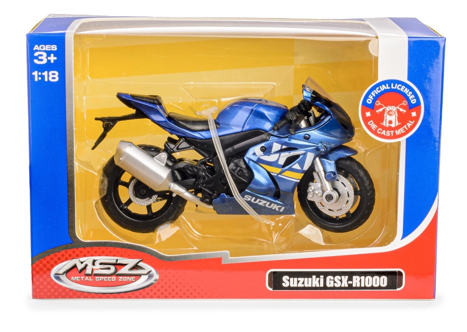 motocyklový model 1:18 suzuki gsx‑r1000 modrý