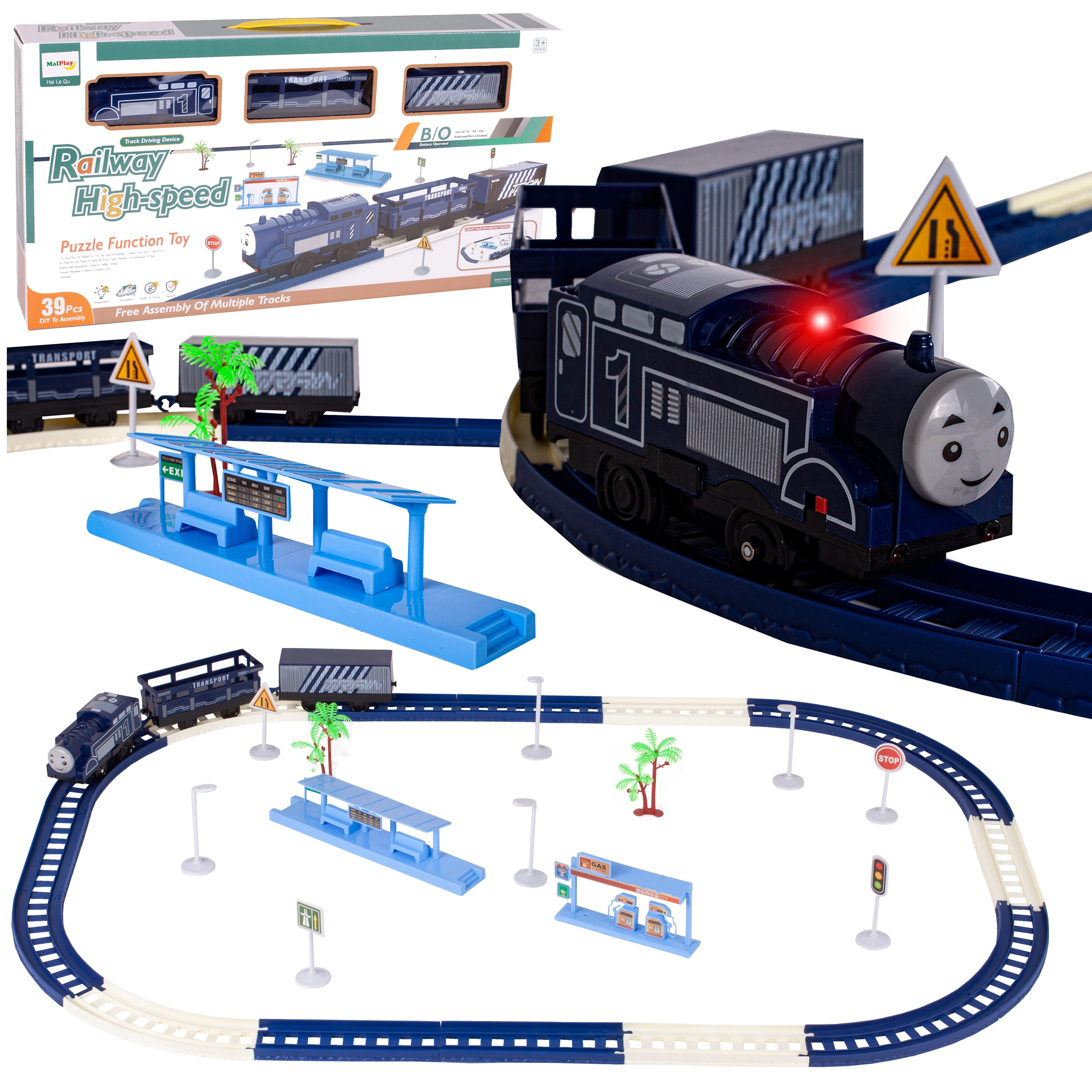 vlaková souprava s vagony, 39 dílů