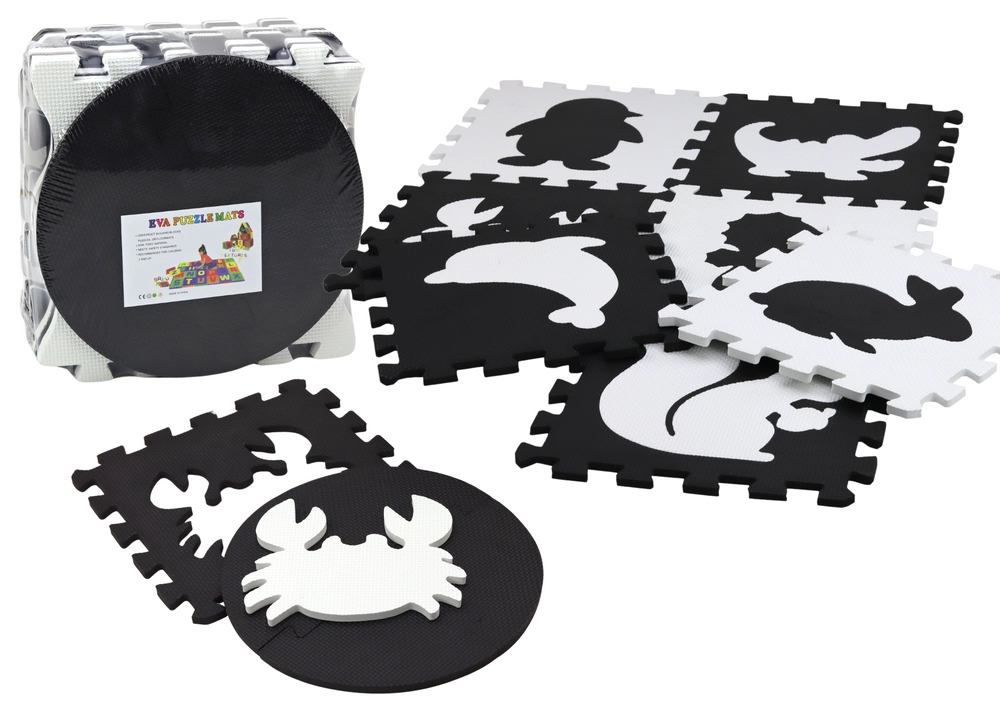 Měkká podložka na puzzle Kontrastní výuková pěna EVA Černá a bílá 19 dílků.