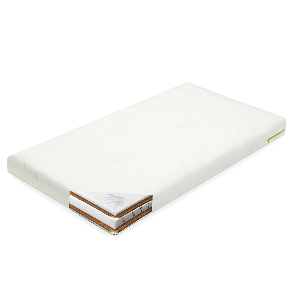 Dětská matrace New Baby Classy 120 × 60 × 12 cm z paměťové pěny, pěny a kokosové vrstvy s potahem Aloe Vera