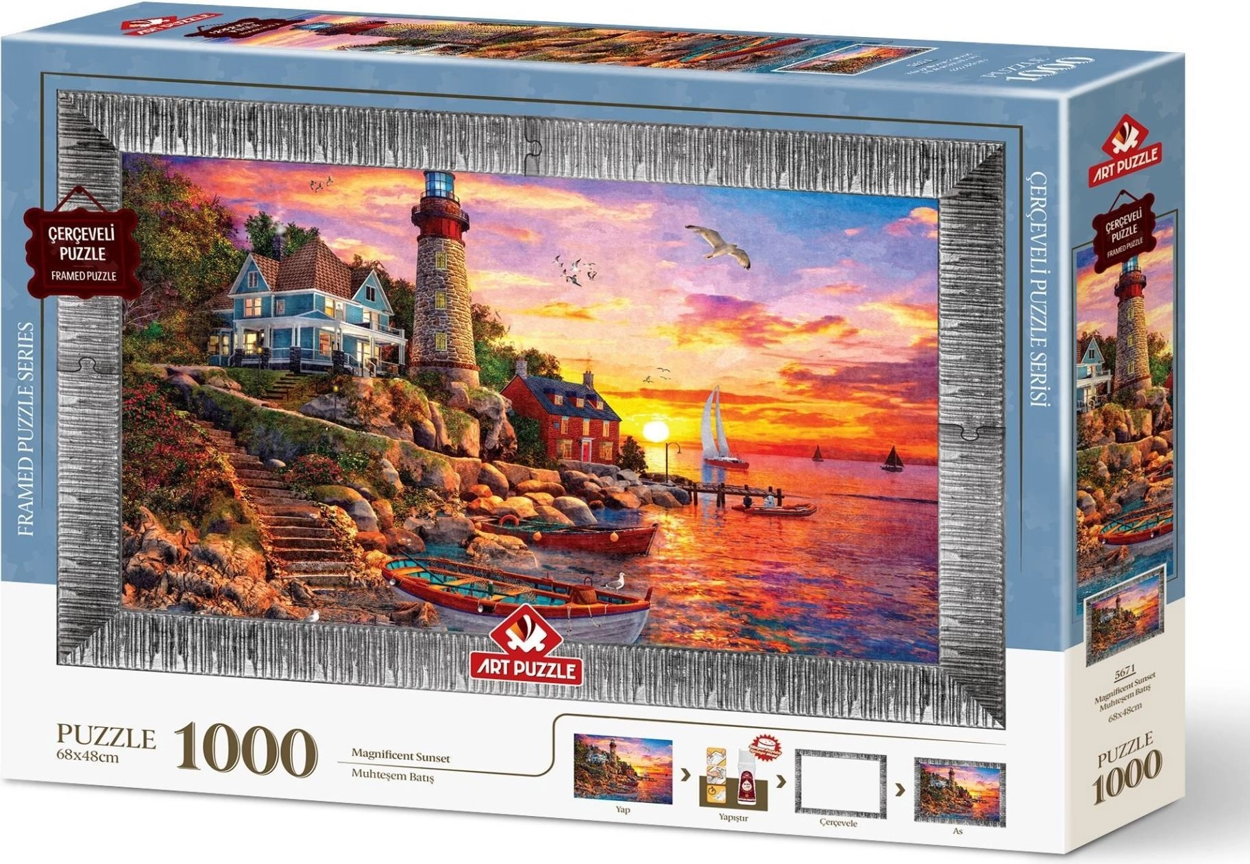 ART PUZZLE Puzzle s rámem a lepidlem Nádherný západ slunce 1000 dílků