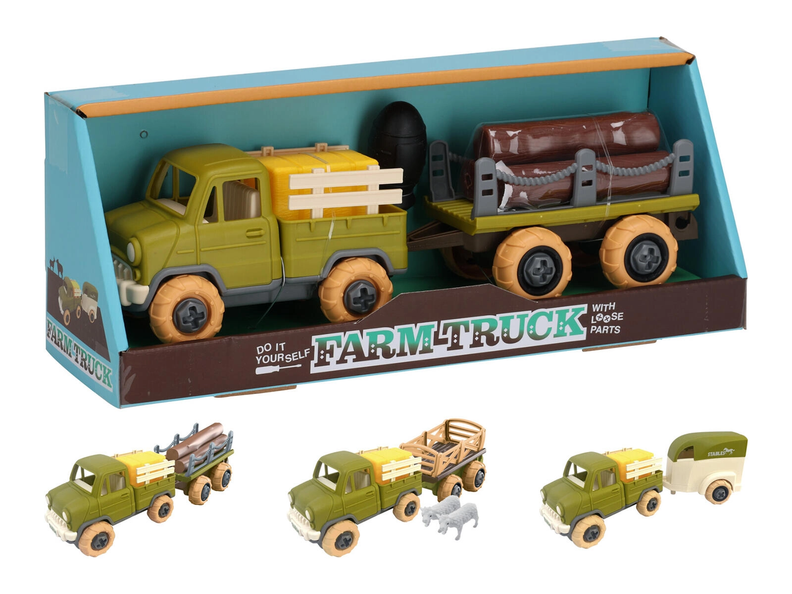 Levně Auto farmář s přívěsem 26 cm, plast, mix druhů