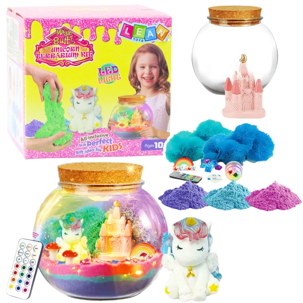 Kreativní DIY terárium s malým jednorožcem a LED lampičkou s dálkovým ovládáním