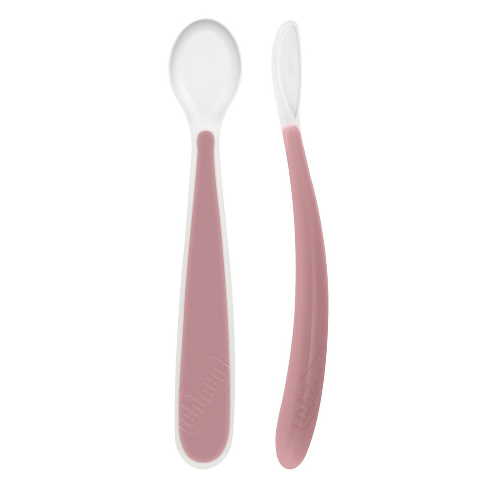 Chicco silikonová lžička soft růžová 2 ks, 6m+