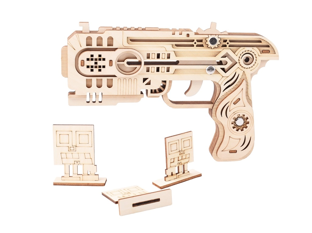 Levně Dřevěné 3D puzzle Zbraň na gumičky Dragon Chaser