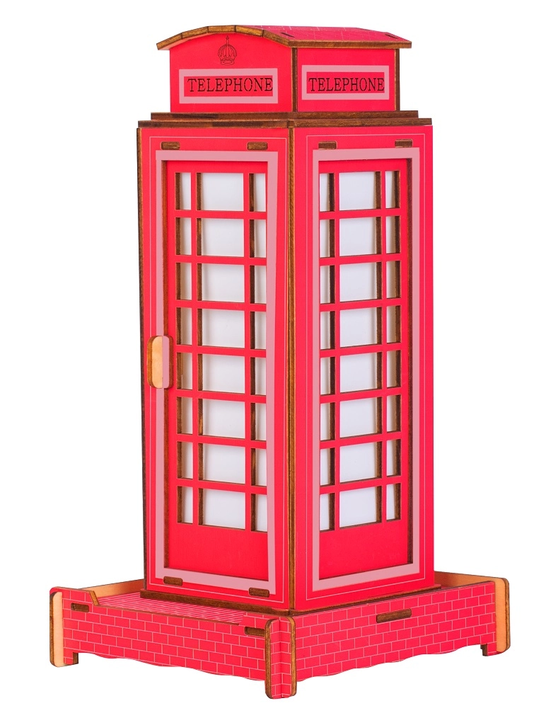 Dřevěné 3D puzzle Telefonní budka
