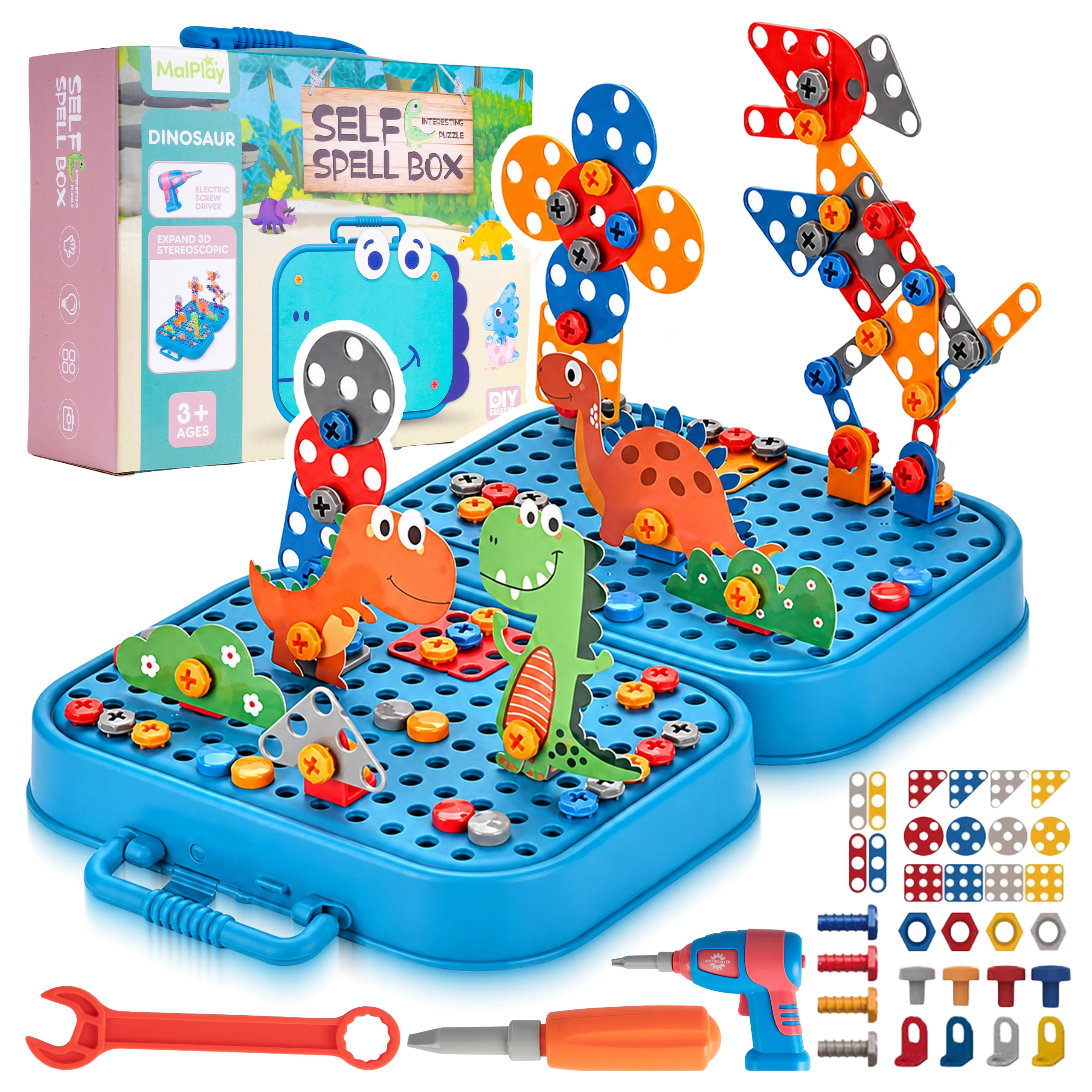 Puzzle stavebnice na šroubování Dino 298 dílků