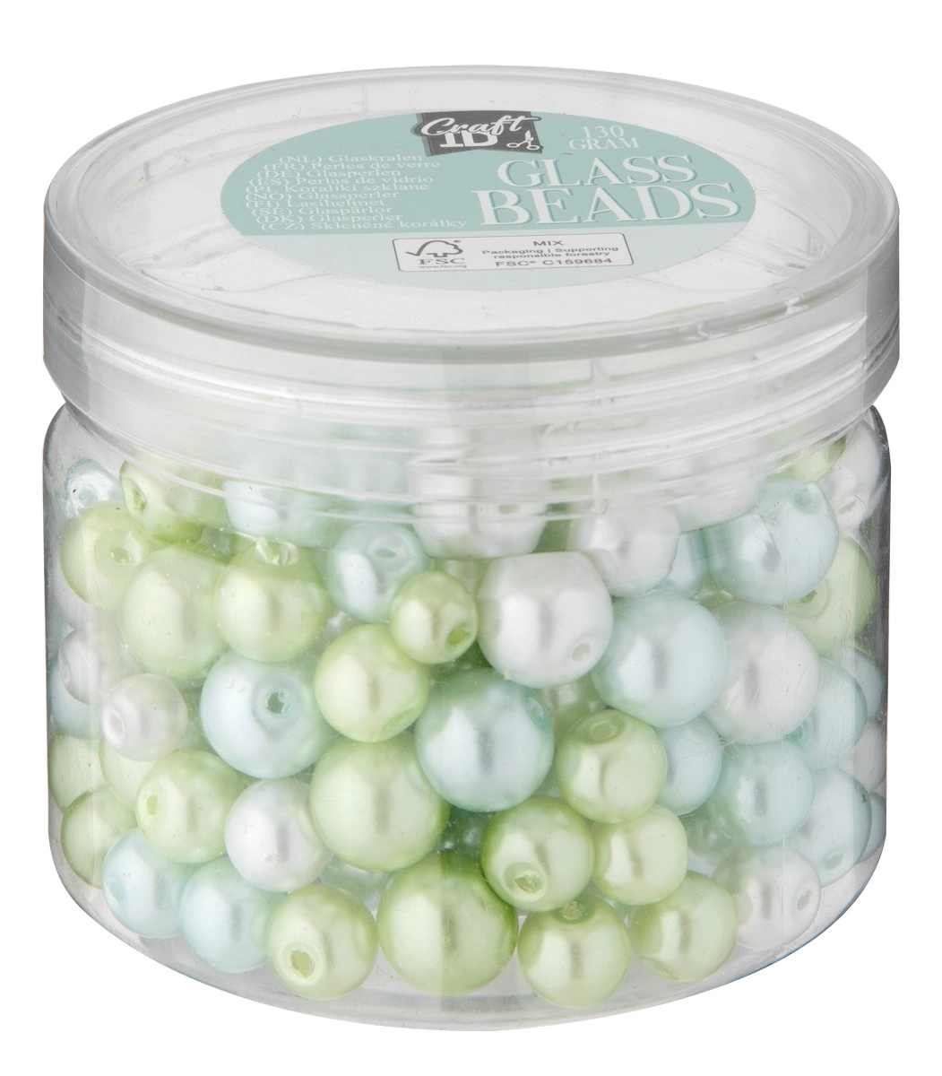 Sada zelených skleněných korálků