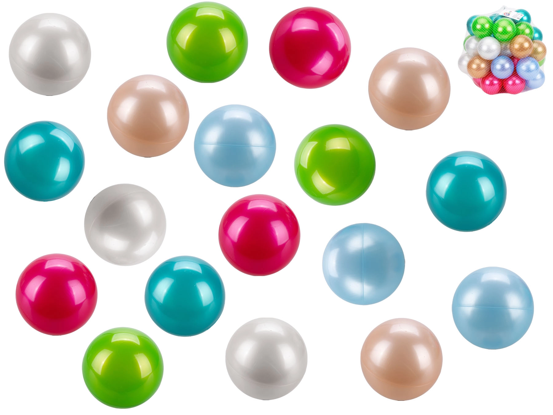 Míčky do hracích koutů perleťové 8 cm, 40 ks