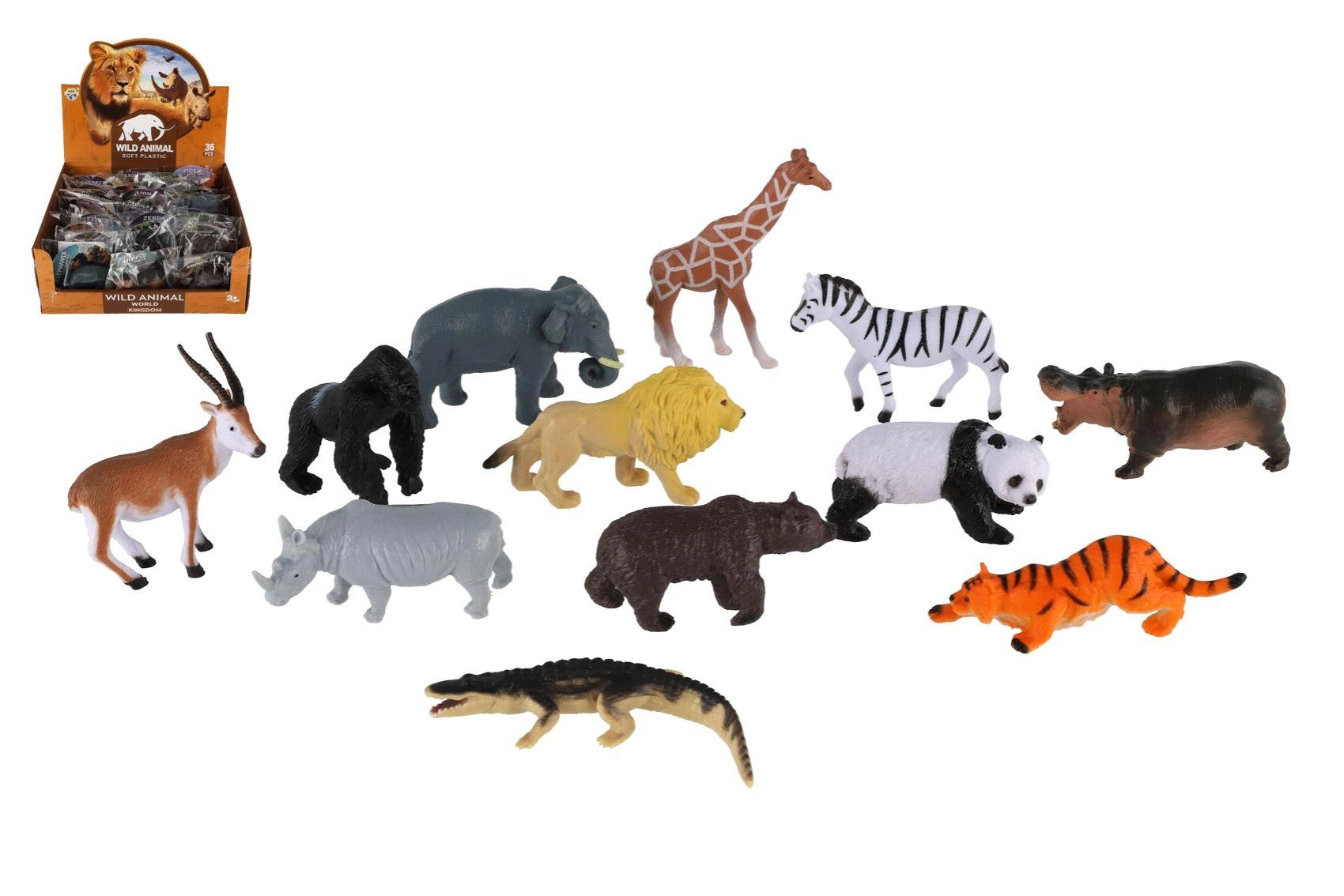 Teddies Zvířátko safari ZOO plast 5 - 10 cm 36 ks v boxu