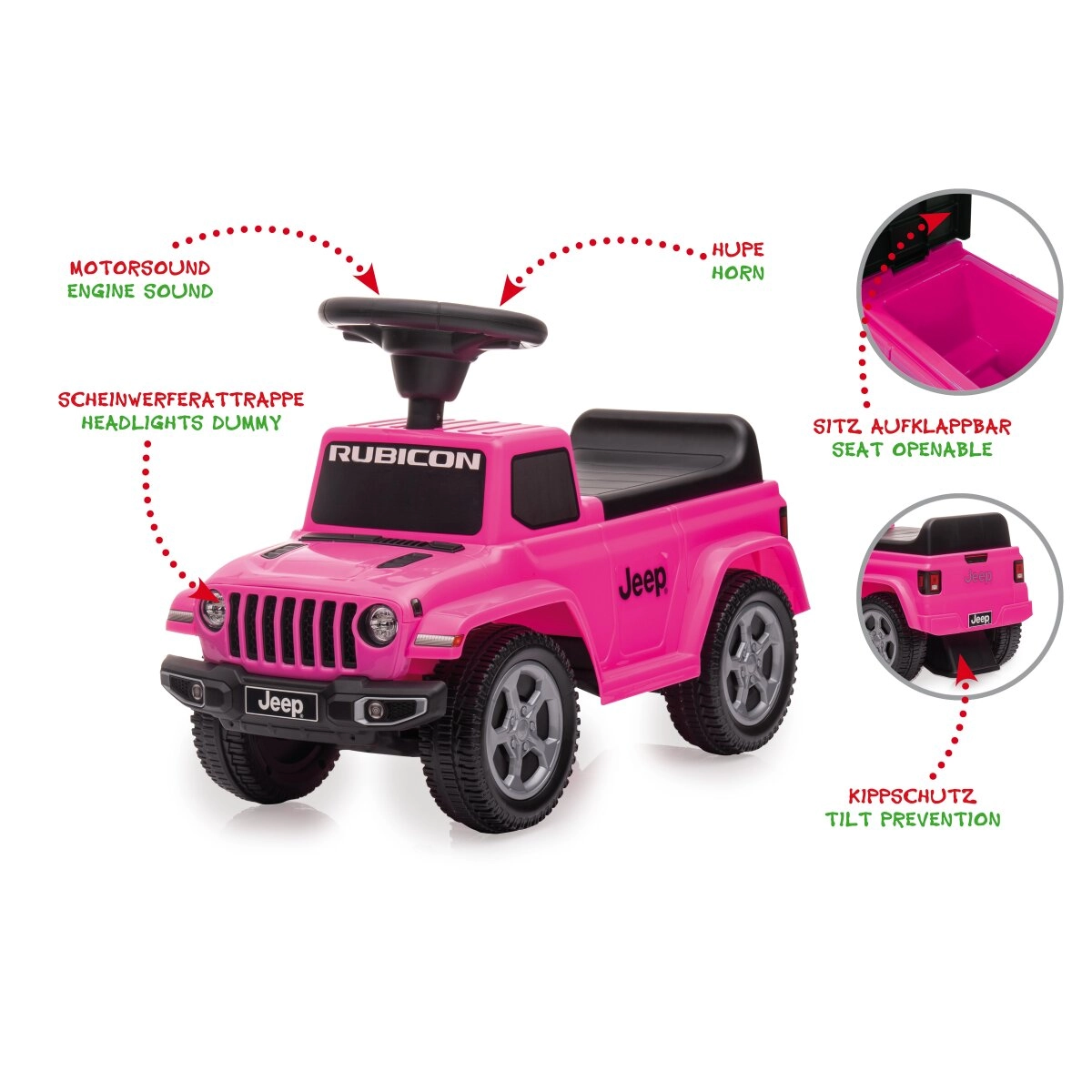 Dětské odrážedlo Jeep Gladiator růžové