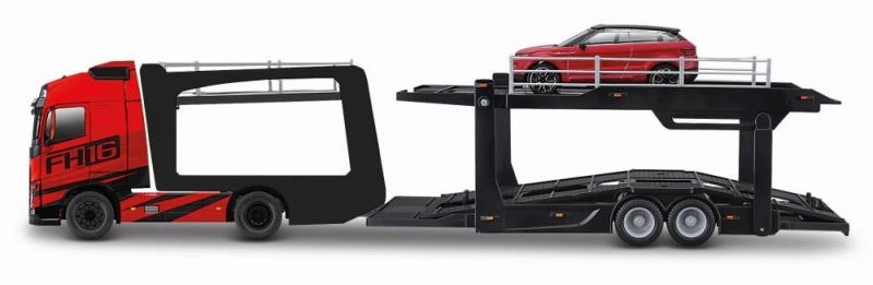 Levně Bburago Street Fire kamion s návěsem Volvo FH16 a Land Rover LRX Concept 1:43