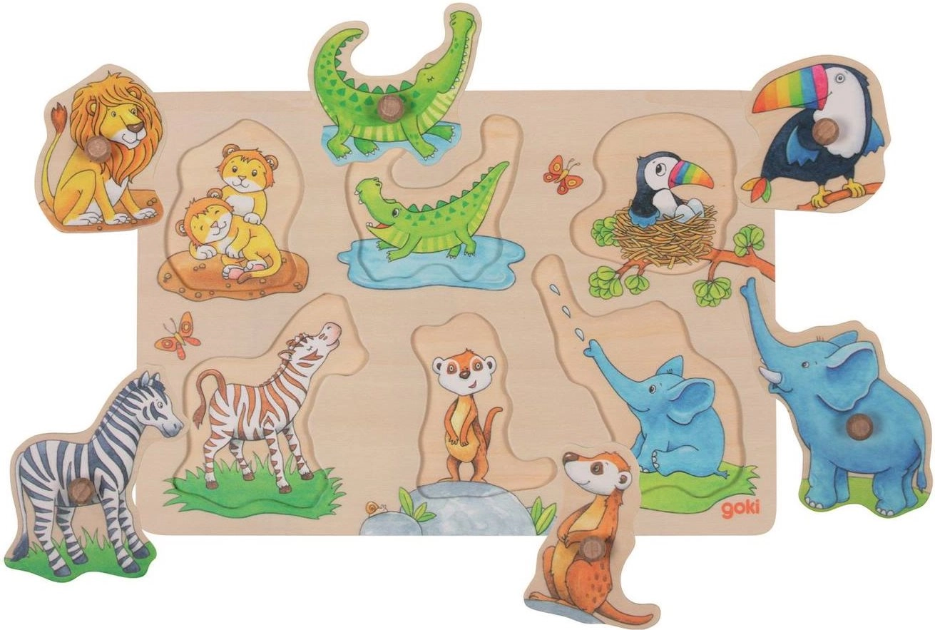 Puzzle odkrývací - Maminka s mláďátkem, 6ks (Goki)