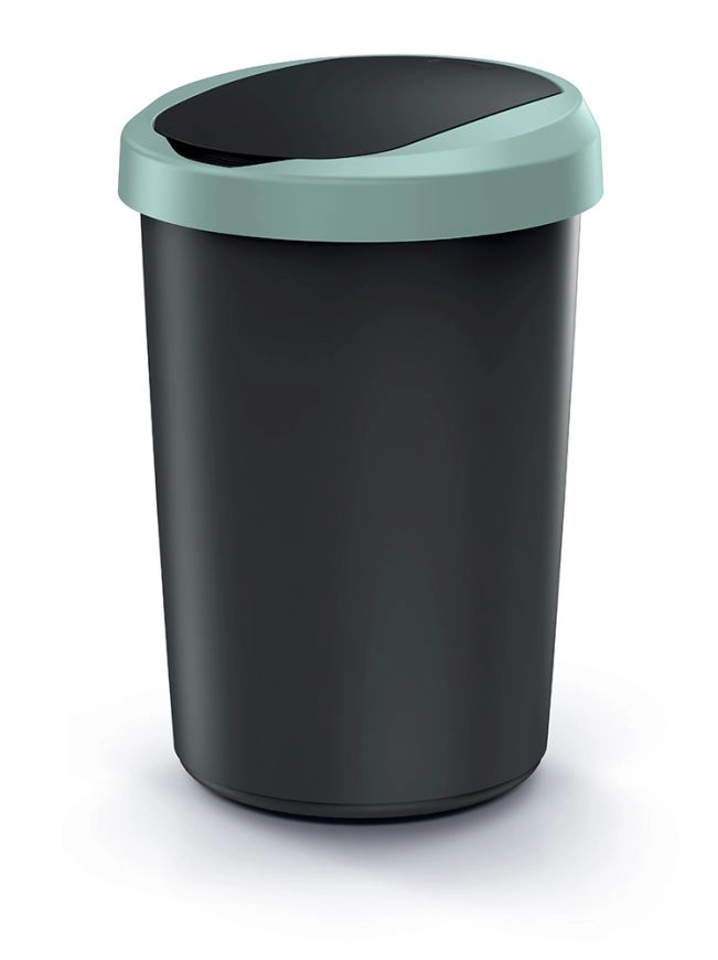 Prosperplast Odpadkový koš COMPACTA R FLAP recyklovaný černý s světle hnědým víkem, 40 l