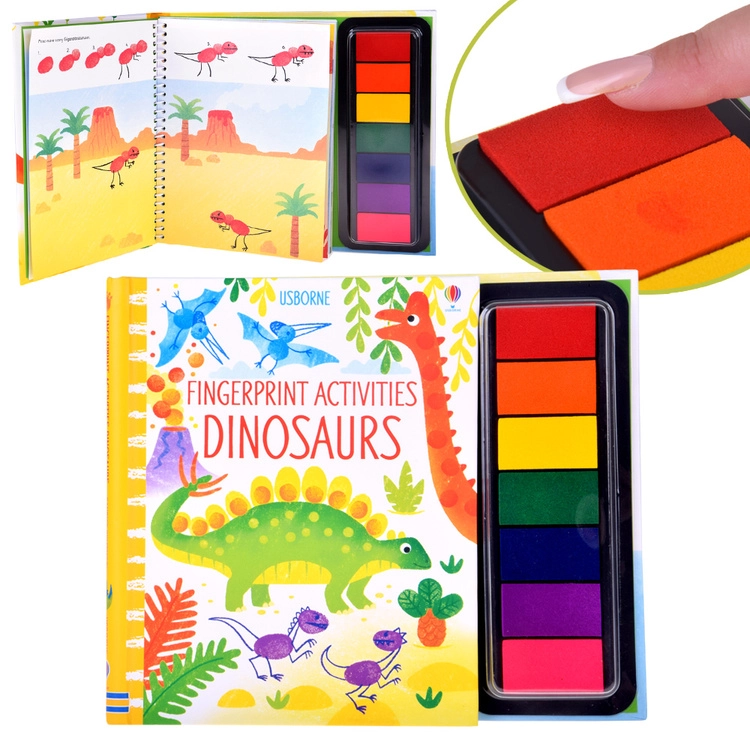 kreativní otiskovací knížka dinosauři, 64 stran, 7 barev