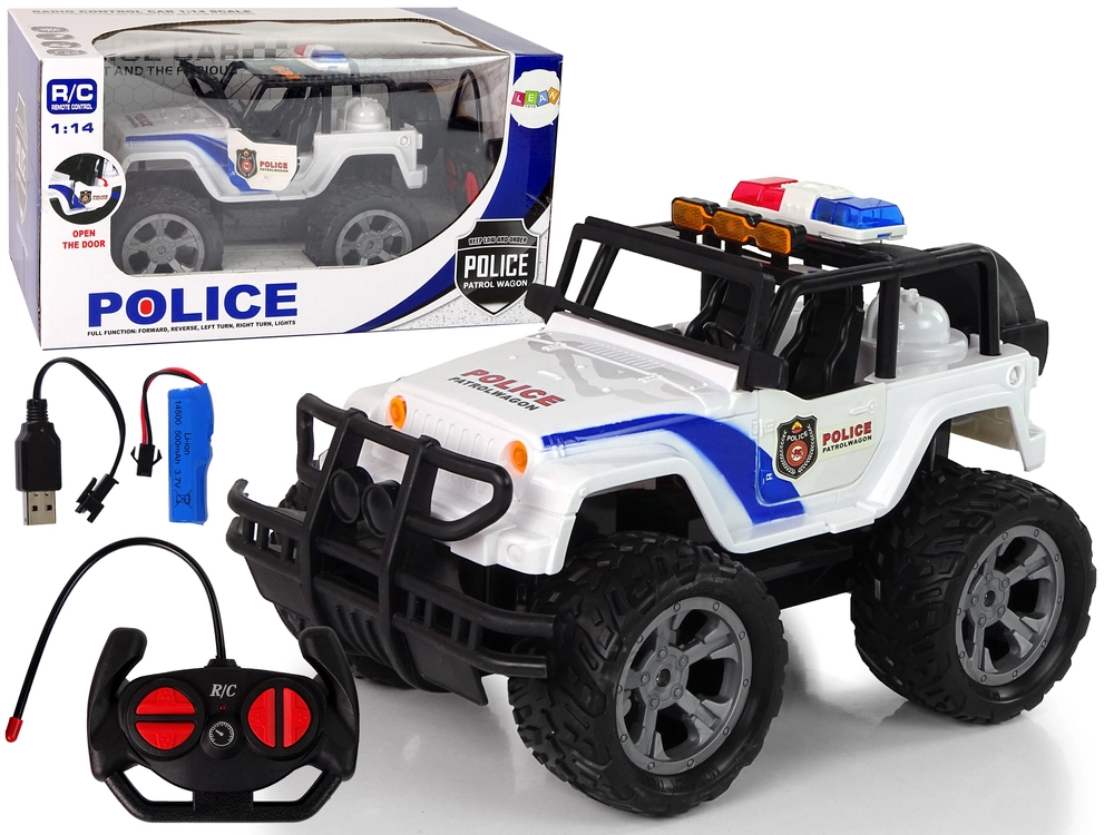Levně Zábavný Policejní Džíp R/C s Efekty