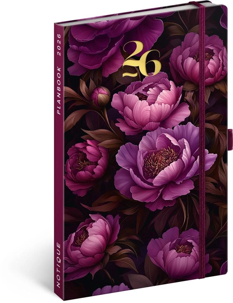 Diář a zápisník NOTIQUE Planbook Fialové květy 2026